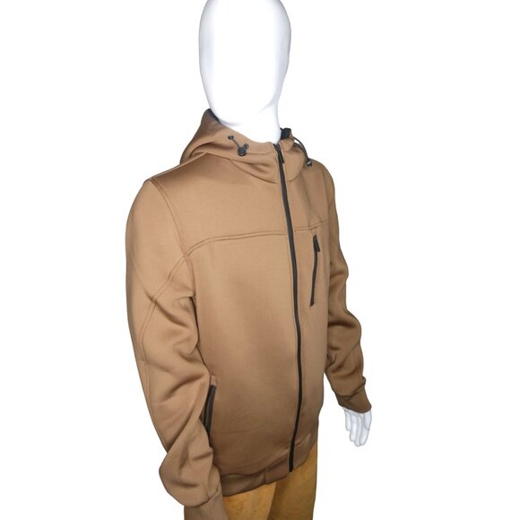 Marc AsMens Brown Hooded Softshell Jacket With Zippered Pocket & Full Zip Closur - Picture 5 of 9